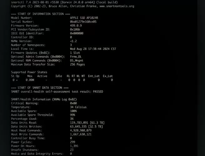 smartctl查看硬盘坏道