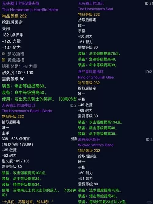 魔兽世界装备大全明细